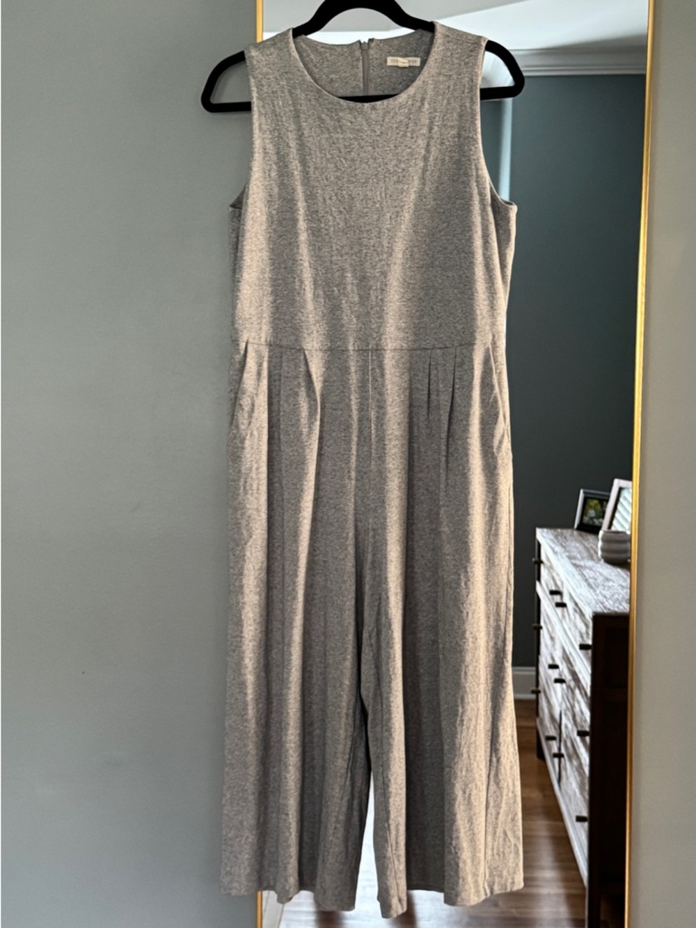 Eileen Fisher Sleeveless Light Grey Wide-Leg Jumpsuit